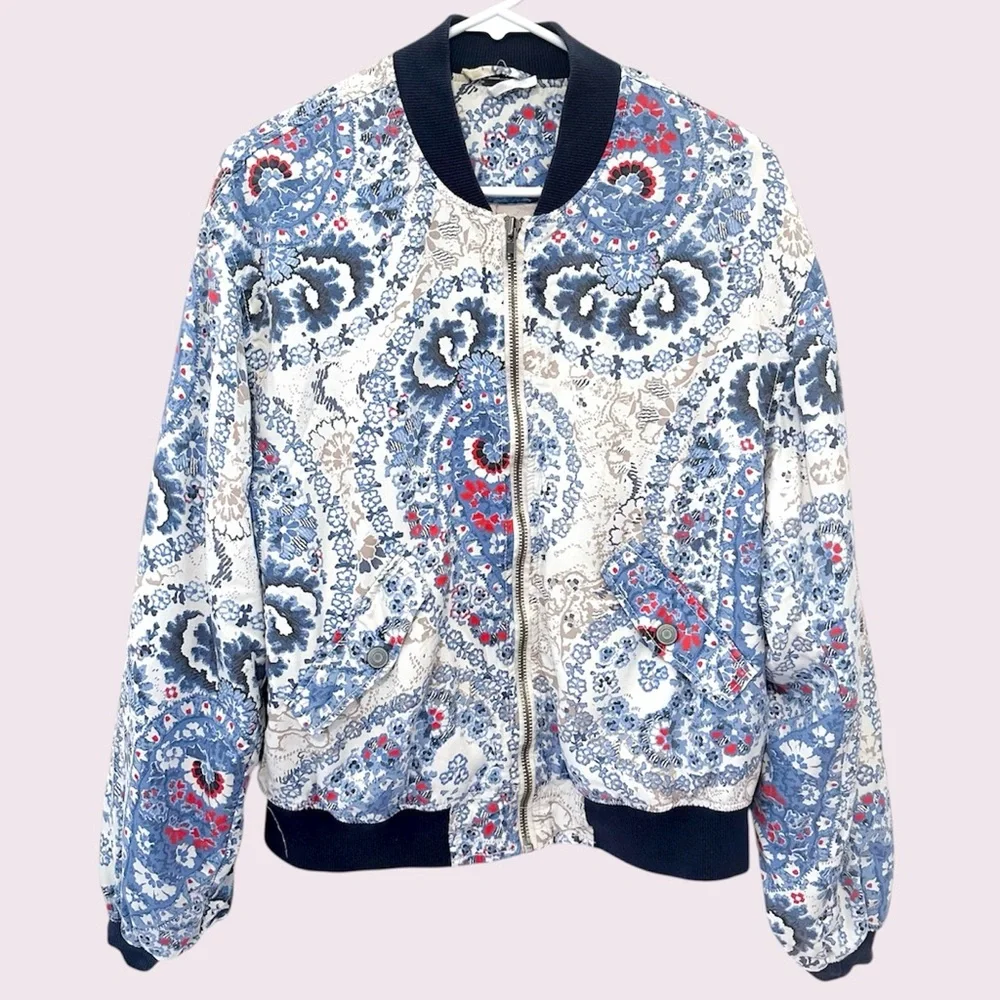 Free People Daytrip Paisley Bomber Jacket